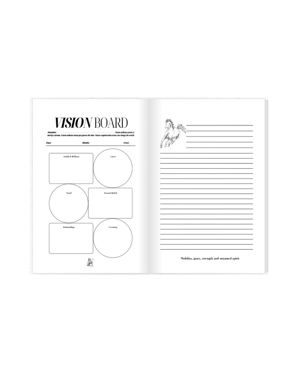 Year of the Horse Guided Manifestation Journal: Guided Weekly Check-Ins, Vision Board Templates & Motivational Quotes