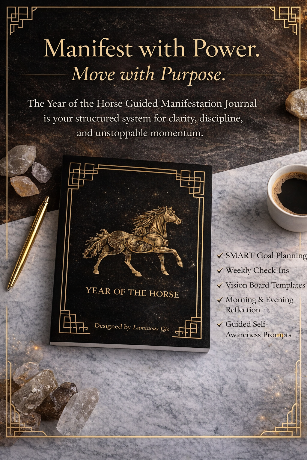Year of the Horse Guided Manifestation Journal: Guided Weekly Check-Ins, Vision Board Templates & Motivational Quotes