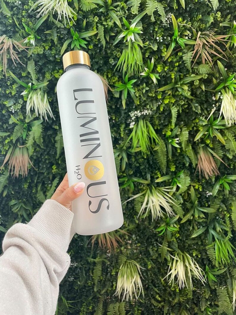 Motivational Affirmation Water Bottle with Time Markers | Luminous Glo